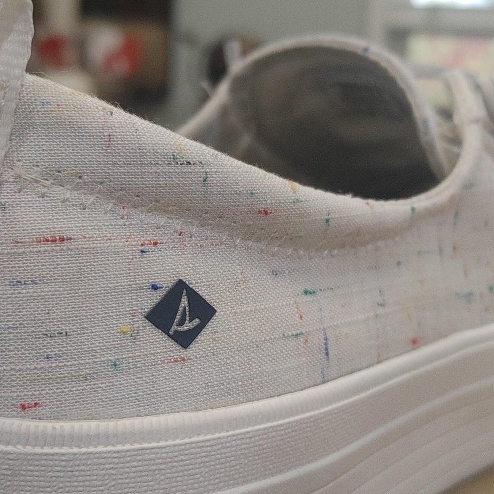 Sperry Crest Vibe womens platform tennis shoes.  White w/ multi colored flecks - Picture 11 of 11